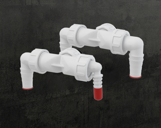 Інноваційне подвійне відведення для двох приладів – велика економія місця завдяки різьбовому з'єднанню G1